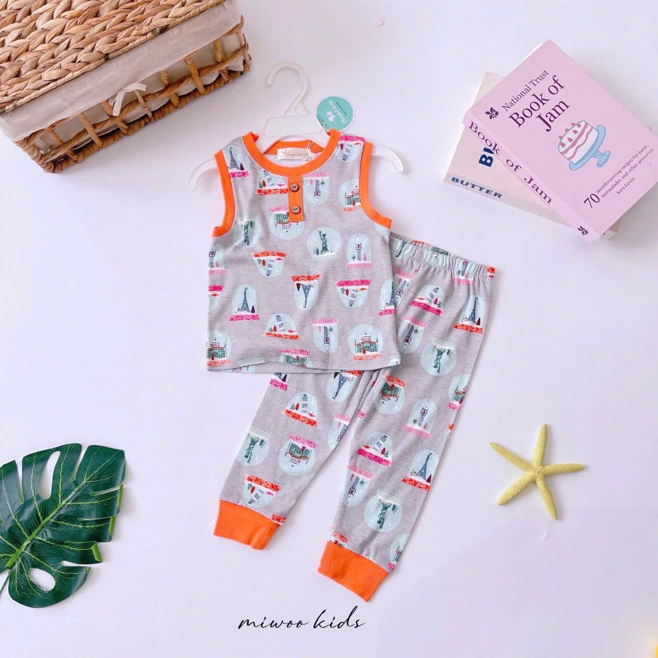 Ringer Muscle Sando with Button and Pajama
